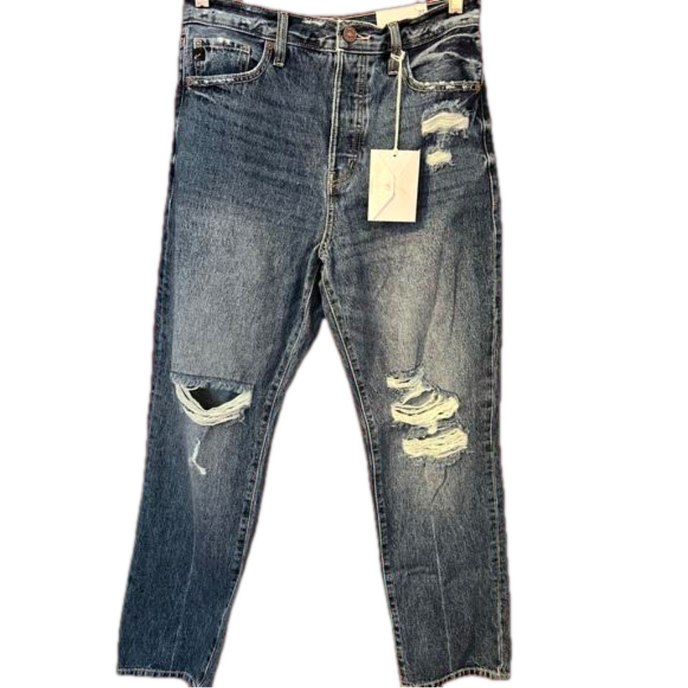 NWT Kancan 90’s Boyfriend Distressed Button Fly Jeans 7/27